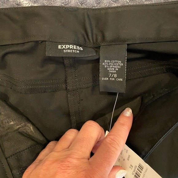 Super cool NWT Express black satin pant with clear bead pattern sz7/8 - Picture 6 of 10